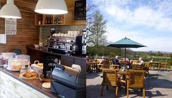 Tea room till and outdoor seating area